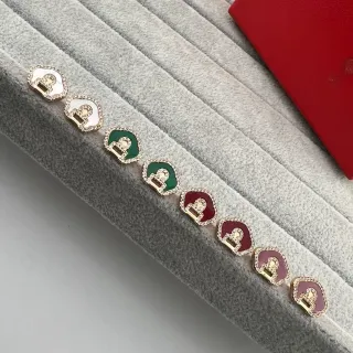 Multicolor Gold Enamel-Filled Pavé-Crystal Border Earrings
