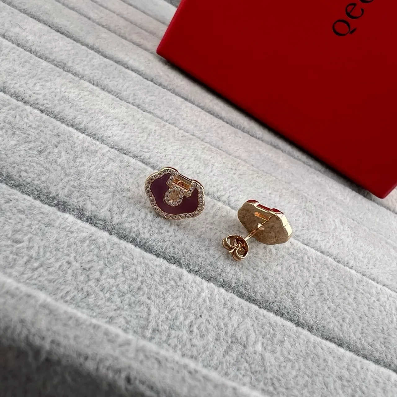 Multicolor Gold Enamel-Filled Pavé-Crystal Border Earrings 3