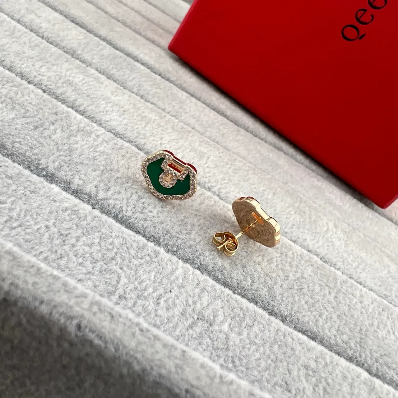 Multicolor Gold Enamel-Filled Pavé-Crystal Border Earrings 5