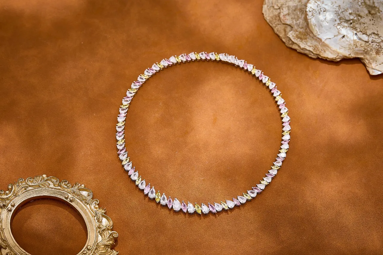 Multicolor Teardrop-Cut Stone Continuous-Circle Necklace 5