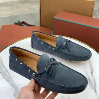 海军米色麂皮流苏结乐福鞋