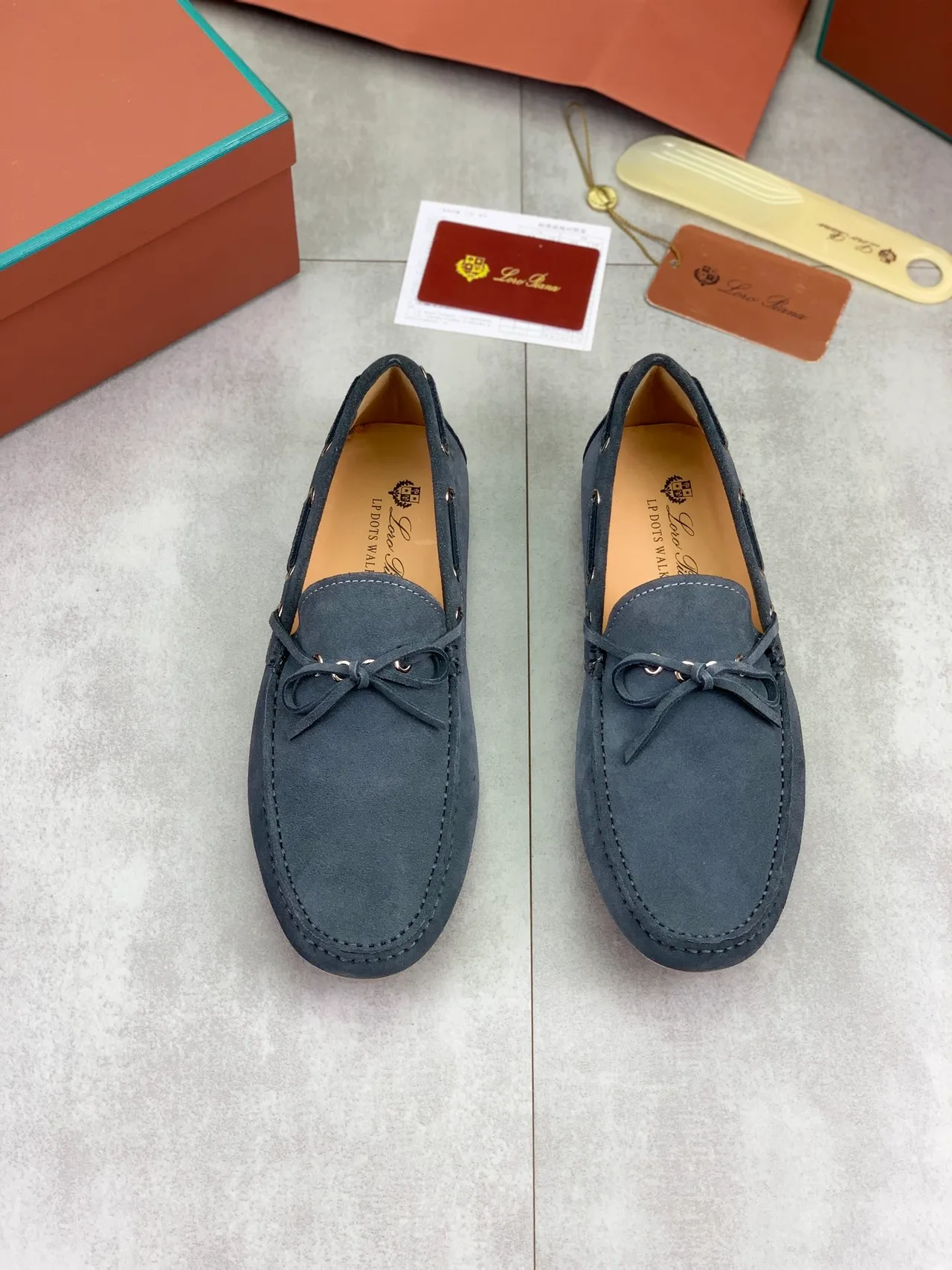 Navy Beige Suede Tassel-Knot Loafer 4