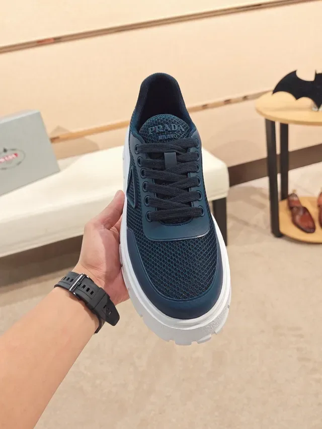Navy Blue Mesh Upper Low-Top Platform Sneaker 5