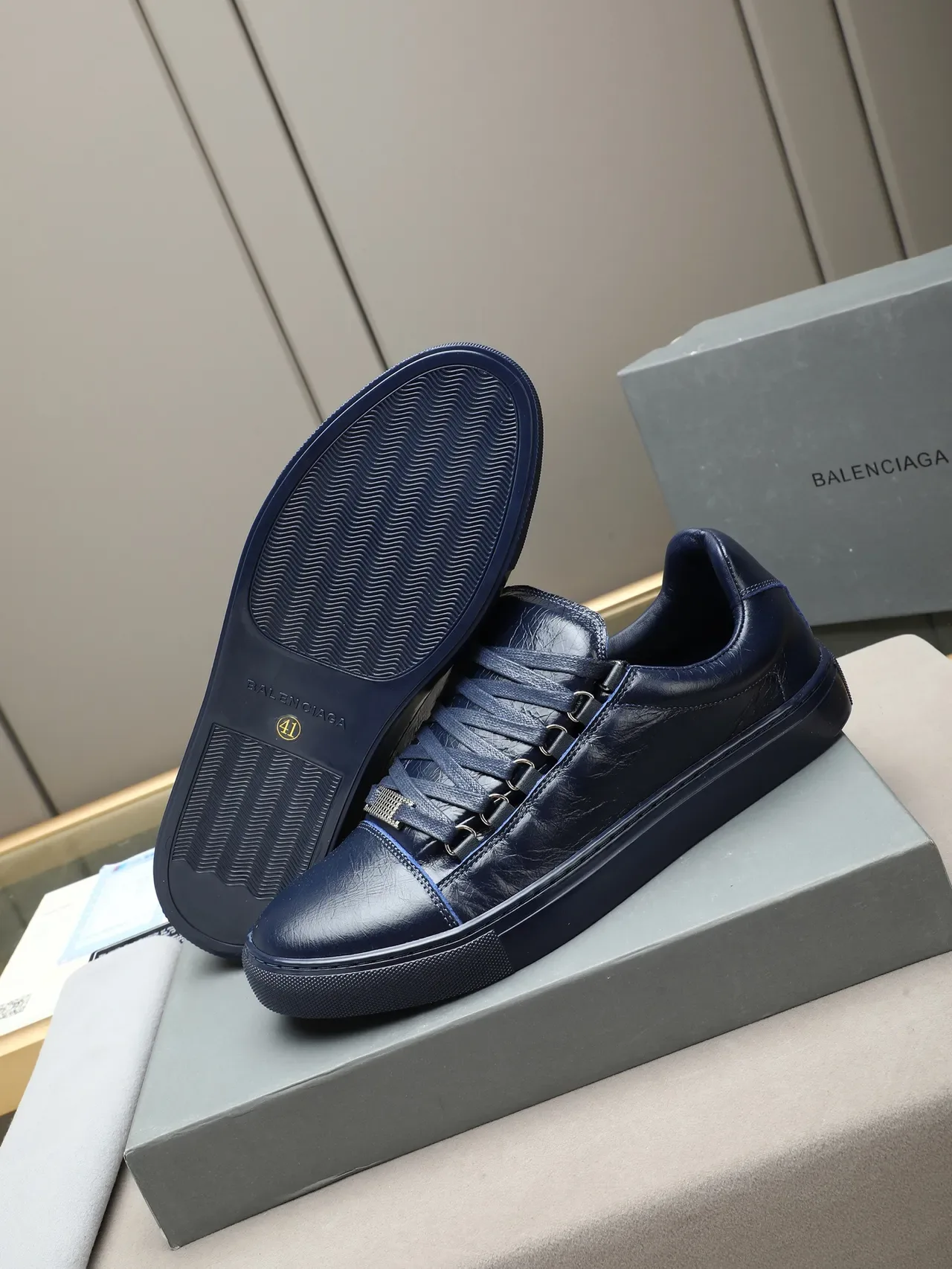 Navy Leather Low-Top Lifestyle Sneaker 4