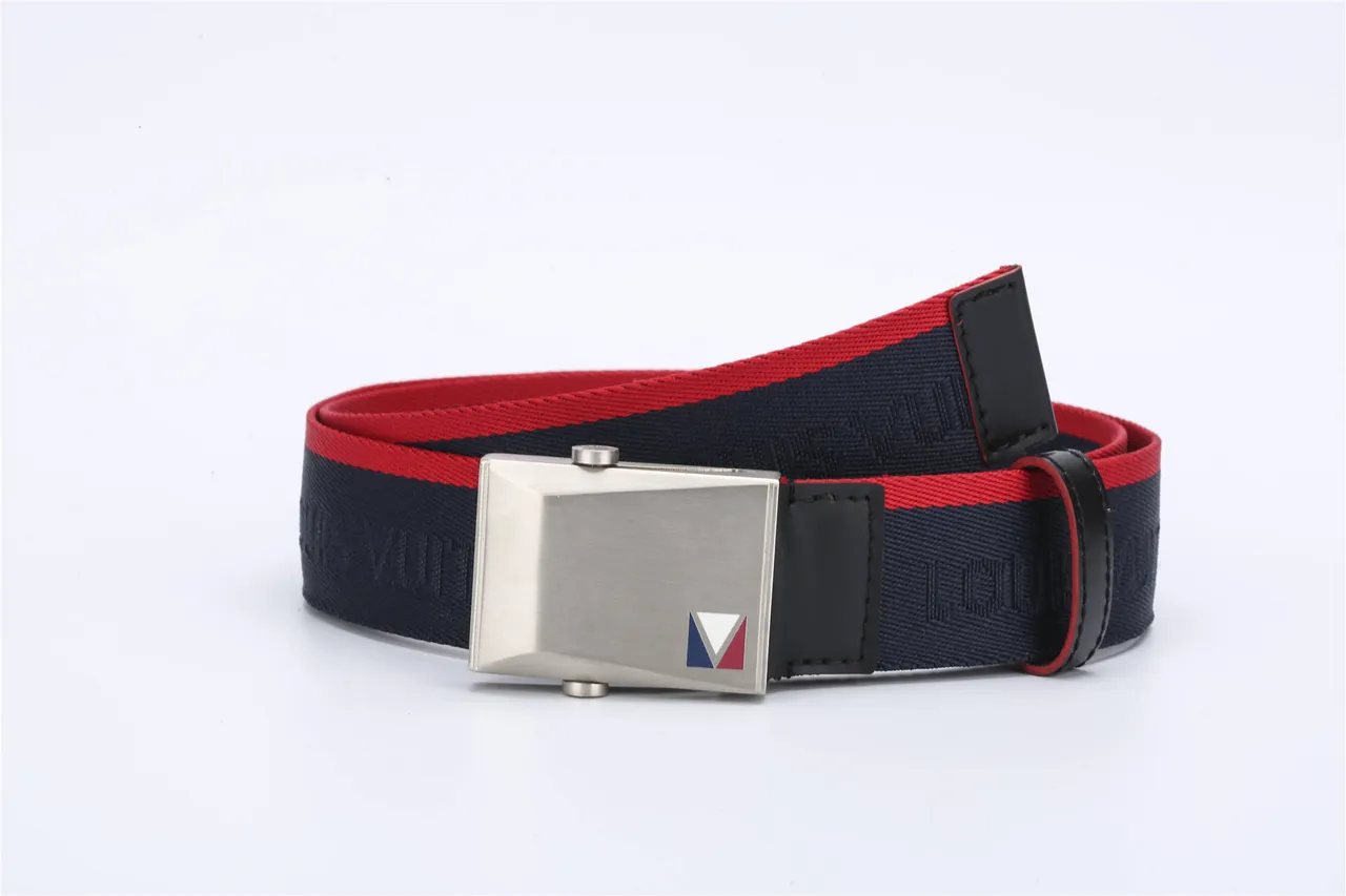 Navy Red Woven Nylon Strap Piping Canvas Belt 5