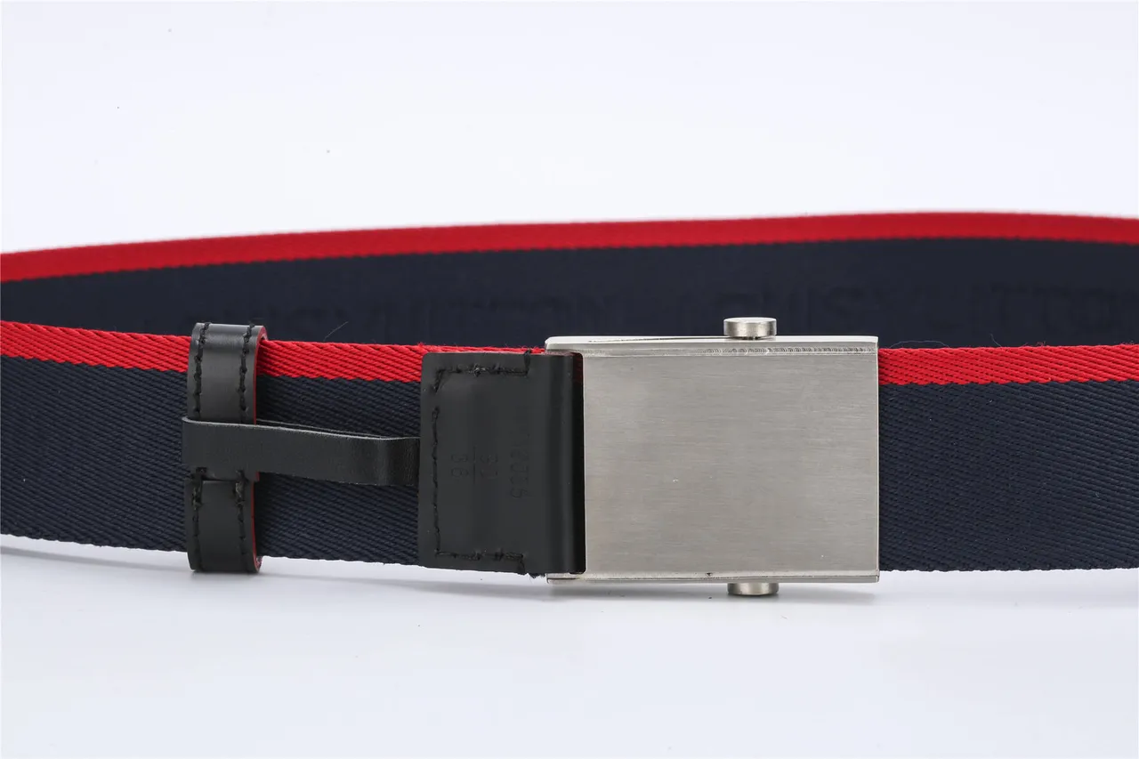 Navy Red Woven Nylon Strap Piping Canvas Belt 6