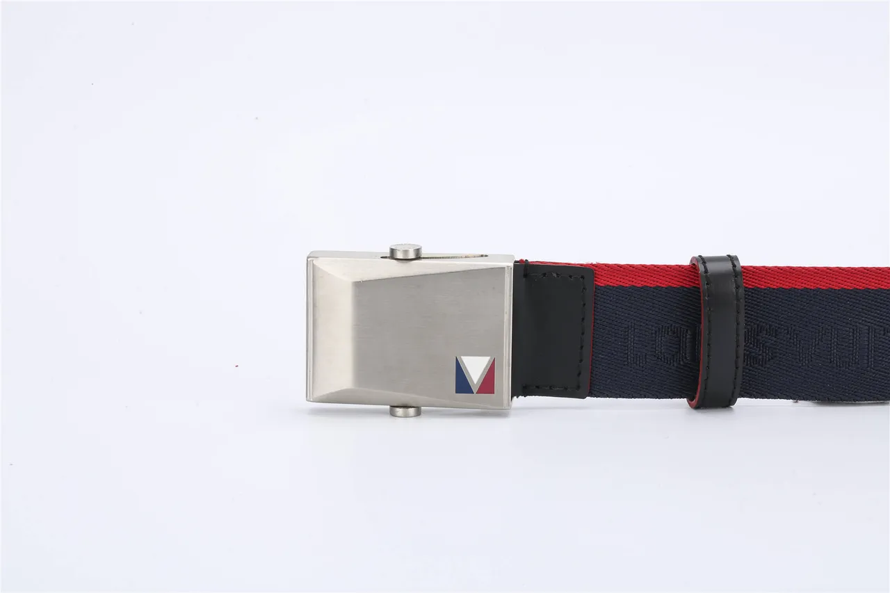 Navy Red Woven Nylon Strap Piping Canvas Belt 9