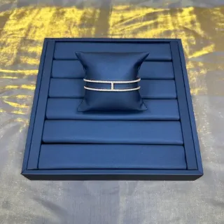 سوار بحري فضي باند مزدوج pave-set