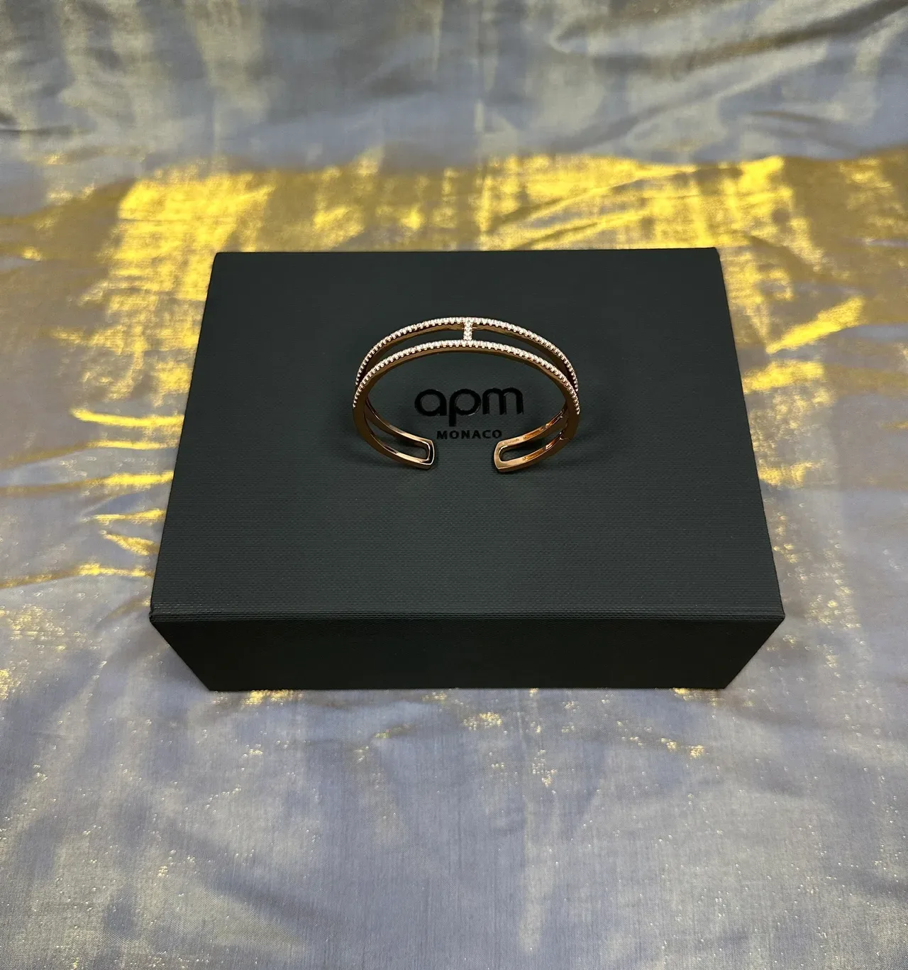Navy Silver Double-Band Pavé-Set Bracelet 2