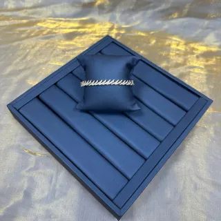 Pulsera de eslabones en zigzag de plata con pavé-set navy