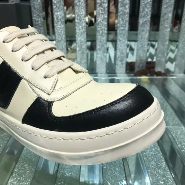 Off-White Cream and Black Panelled Platform Sneakers 3
