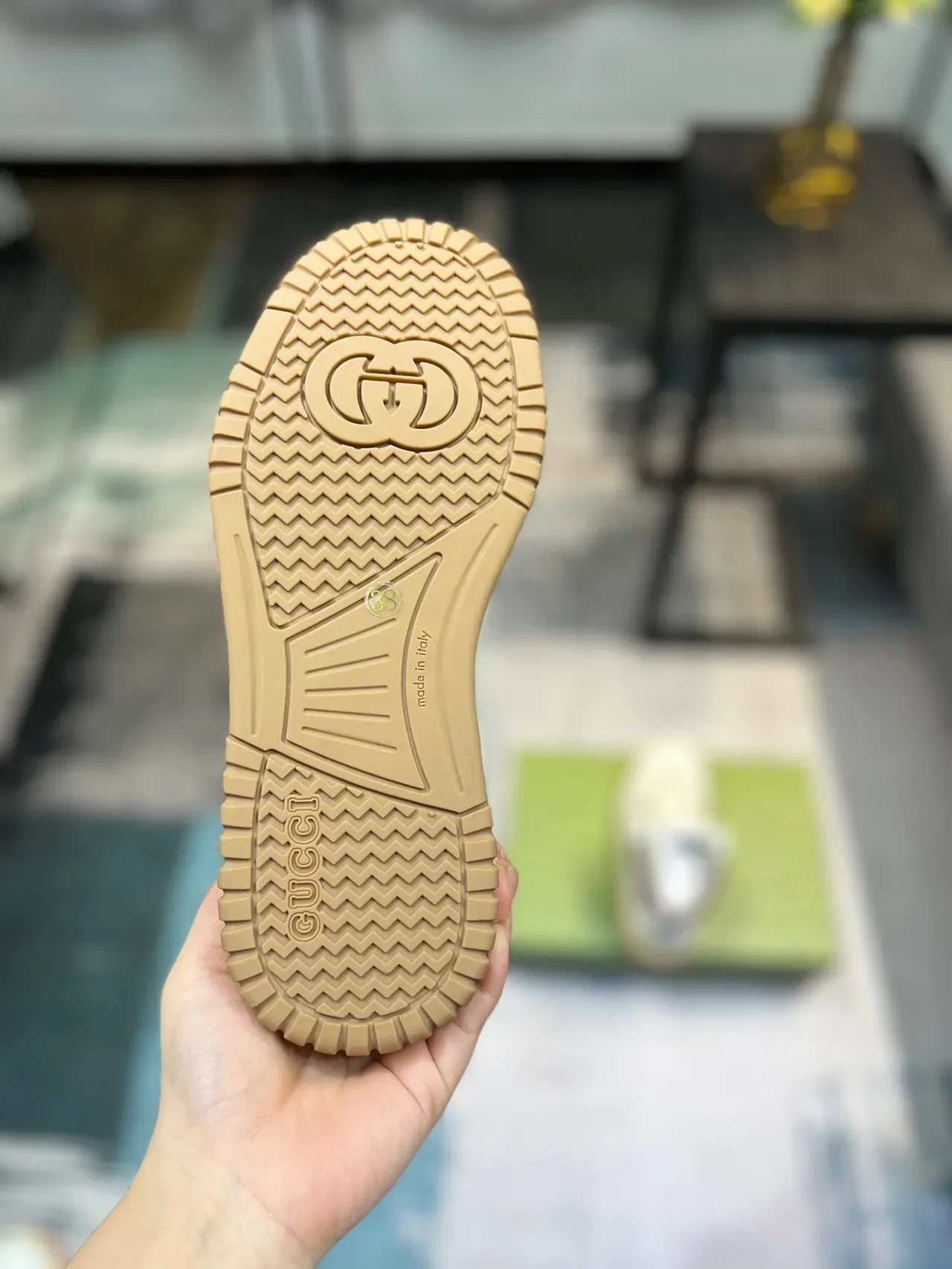 Off-White Cream and Tan Perforated High-Top Lifestyle Sneaker 9