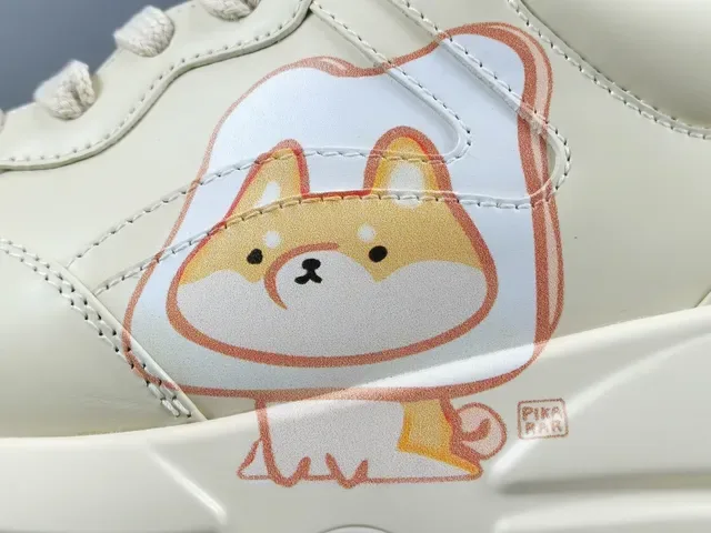Off-White Cream Cartoon Dog Graphic Chunky Lifestyle Sneaker 8