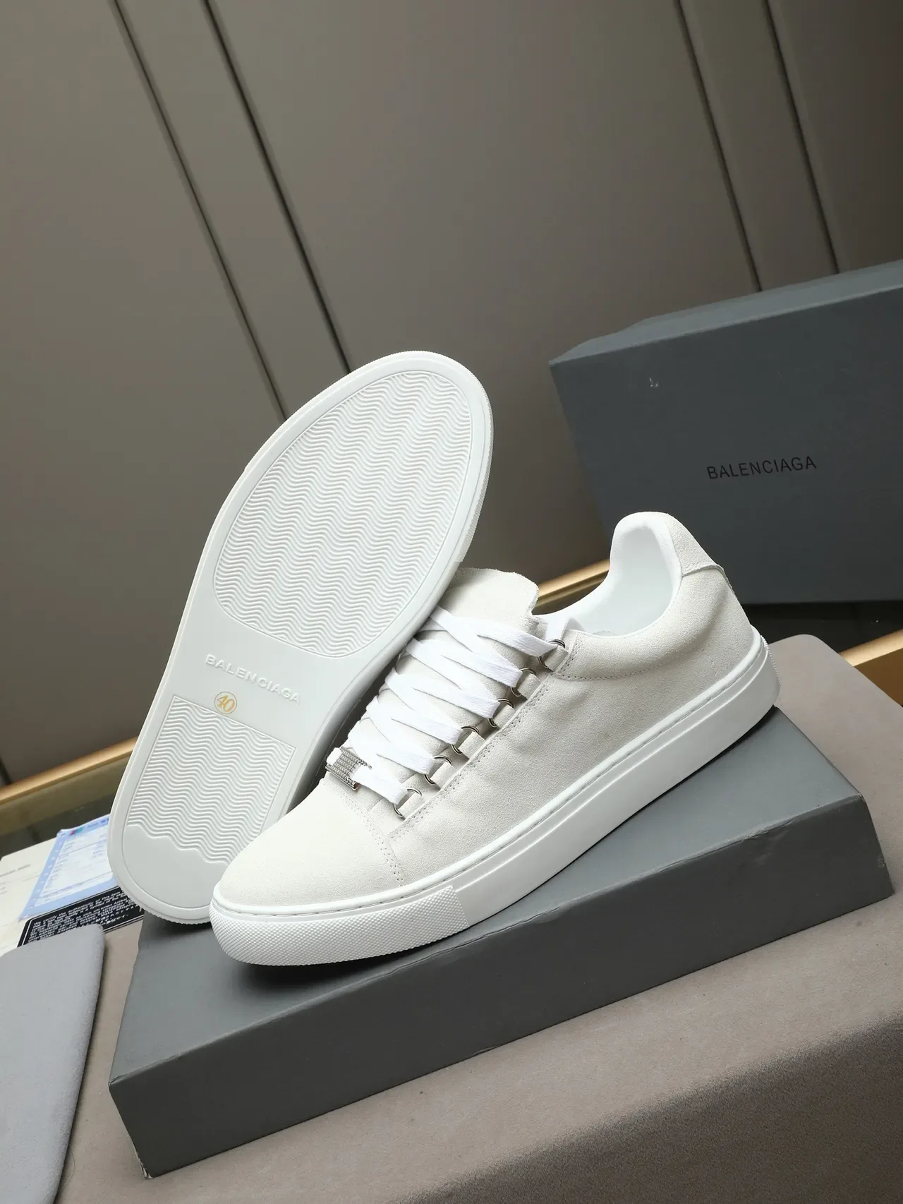 Off-White Suede Low-Top Flat Sole Sneaker 4