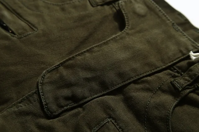 Olive Distressed Ribbed-Knee Reinforced Pants 3