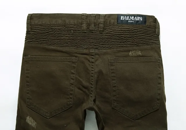 Olive Distressed Ribbed-Knee Reinforced Pants 6