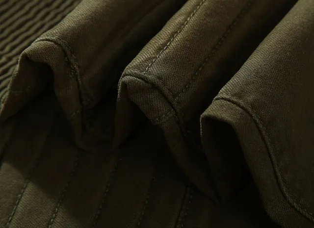 Olive Distressed Ribbed-Knee Reinforced Pants 7