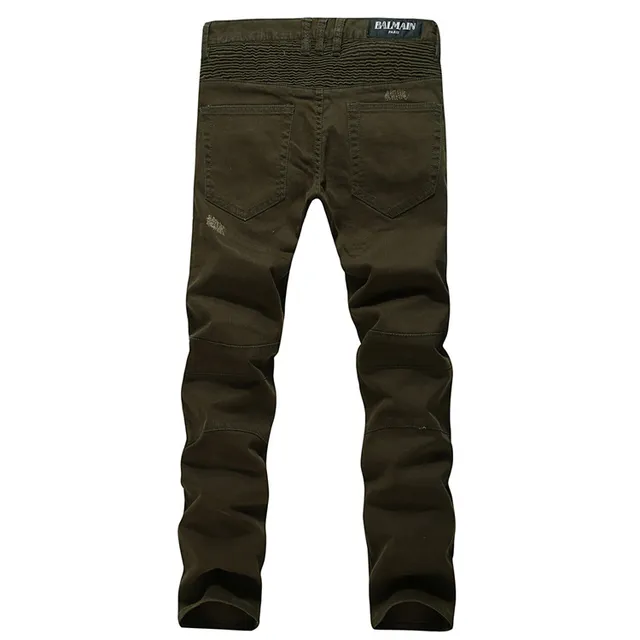 Olive Distressed Ribbed-Knee Reinforced Pants 8