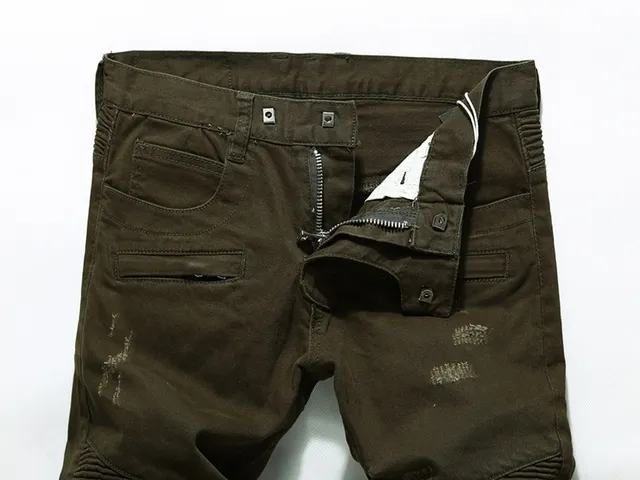 Olive Distressed Ribbed-Knee Reinforced Pants 9