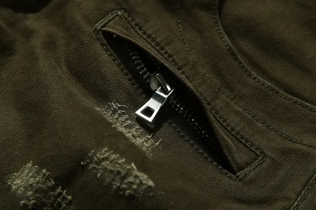 Olive Distressed Ribbed-Knee Reinforced Pants 11