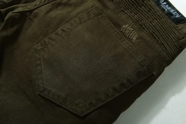 Olive Distressed Ribbed-Knee Reinforced Pants 12