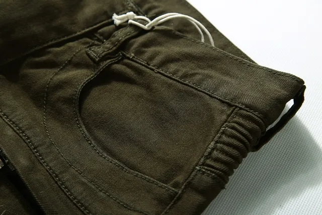 Olive Distressed Ribbed-Knee Reinforced Pants 13