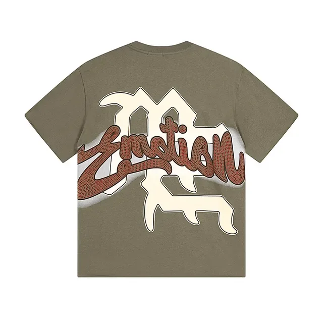 Olive Graphic-Print Double-Sided Angel Motif T-Shirt 3