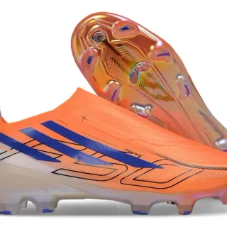 Orange and Blue Iridescent Firm-Ground Soccer Shoes