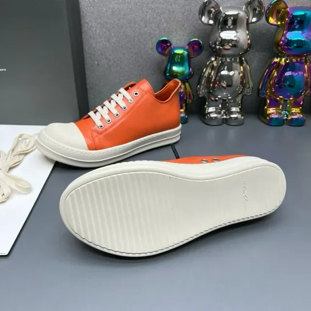 Orange White Leather Upper Rubber Toe Cap Lifestyle Sneakers 2