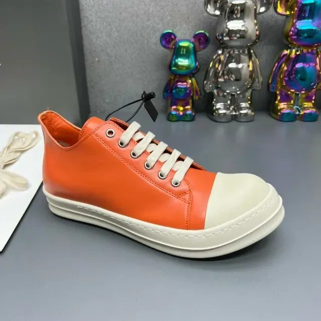 Orange White Leather Upper Rubber Toe Cap Lifestyle Sneakers 4