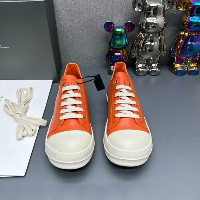 Orange White Leather Upper Rubber Toe Cap Lifestyle Sneakers 5