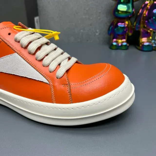 Orange White Leather Upper Side Lightning Bolt Panel Sneakers 2