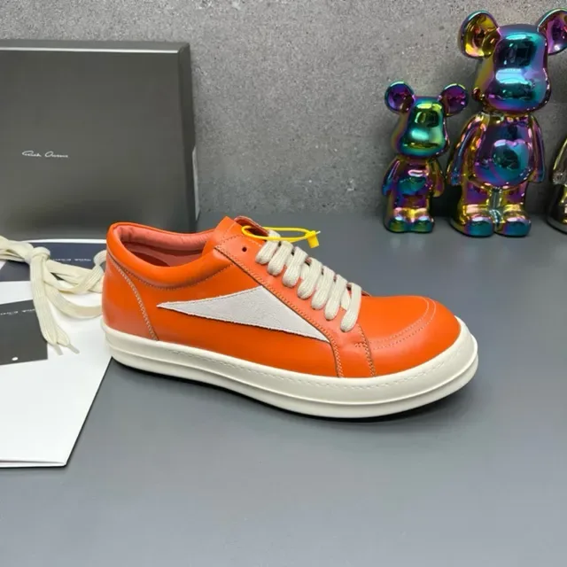 Orange White Leather Upper Side Lightning Bolt Panel Sneakers 4