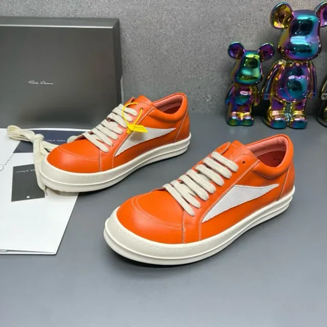 Orange White Leather Upper Side Lightning Bolt Panel Sneakers 5