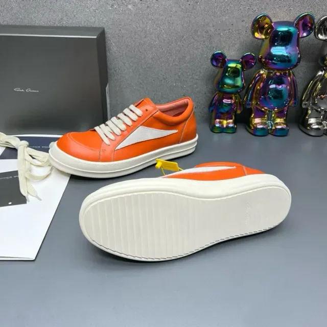 Orange White Leather Upper Side Lightning Bolt Panel Sneakers 8