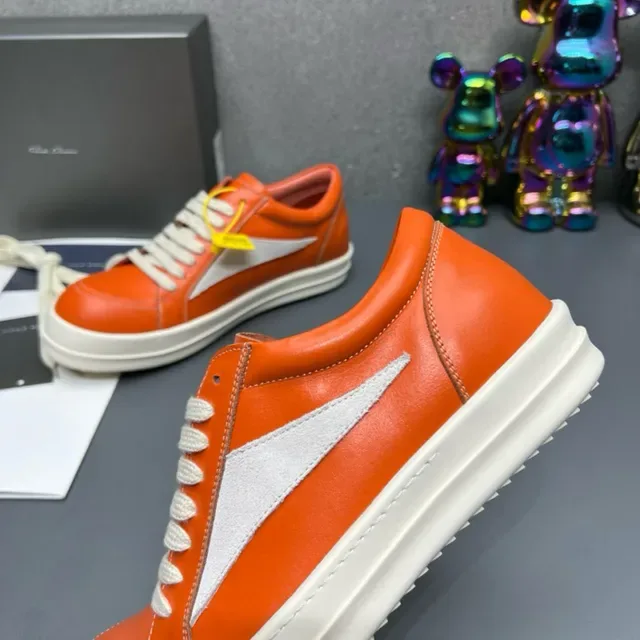 Orange White Leather Upper Side Lightning Bolt Panel Sneakers 9