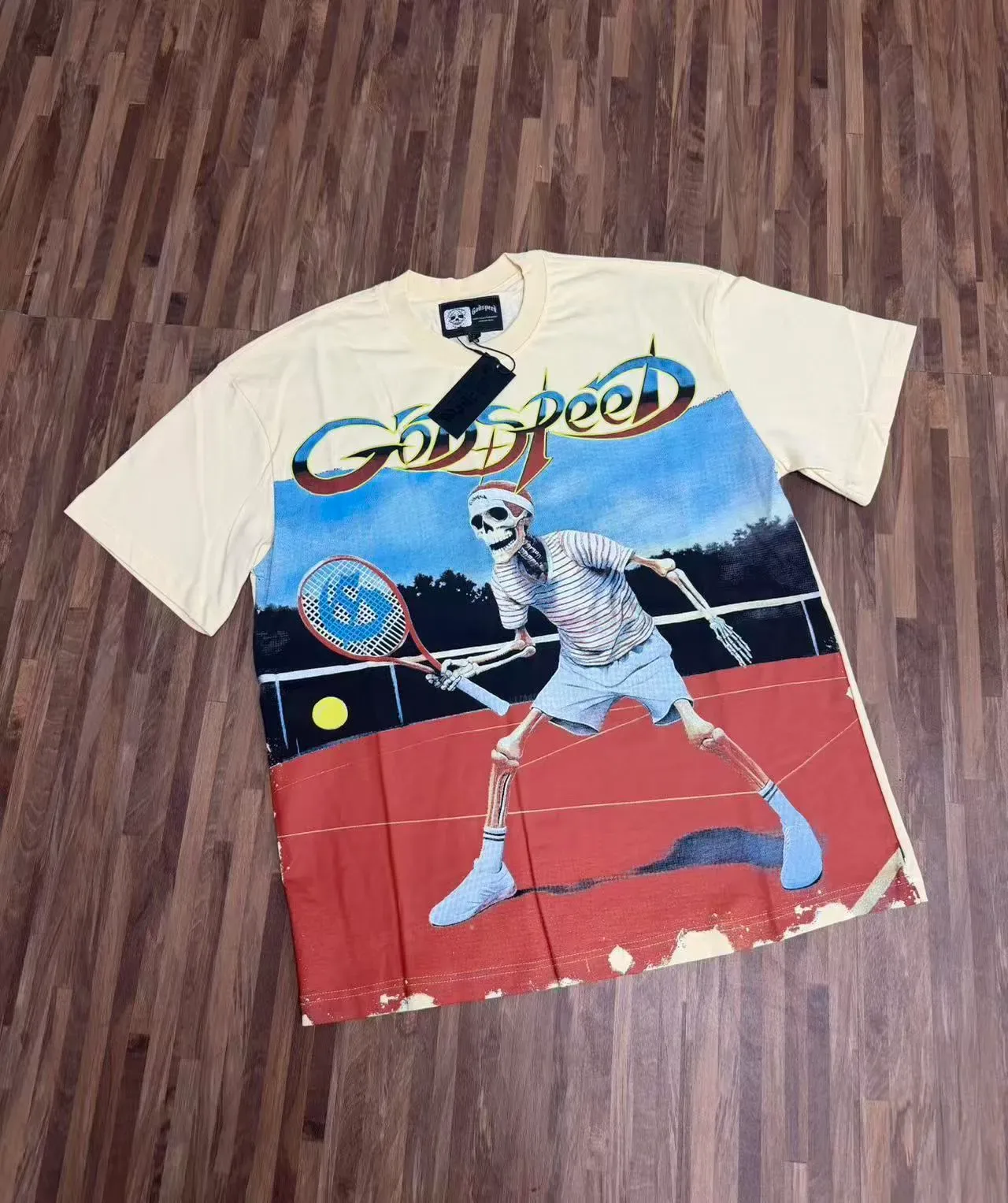 Oversized Graphic-Print Distressed Hem T-Shirt 5