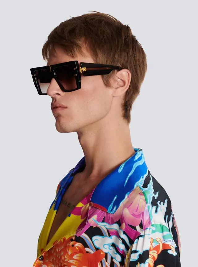 Oversized Marbled Blue Acetate Gradient Sunglasses 3