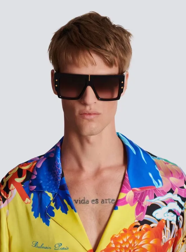 Oversized Marbled Blue Acetate Gradient Sunglasses 5