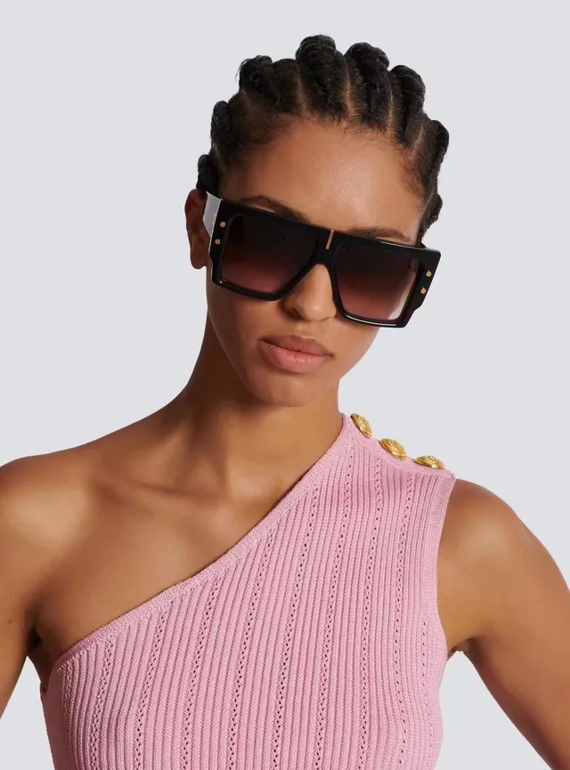 Oversized Marbled Blue Acetate Gradient Sunglasses 6