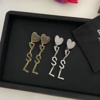 Pavé Heart and LSL Letter Dangling Earrings