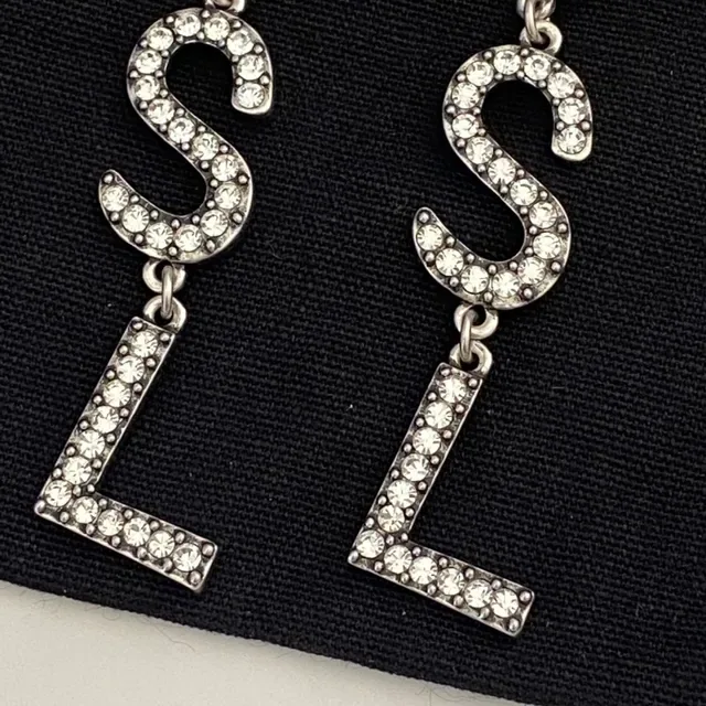 Pavé Heart and LSL Letter Dangling Earrings 6