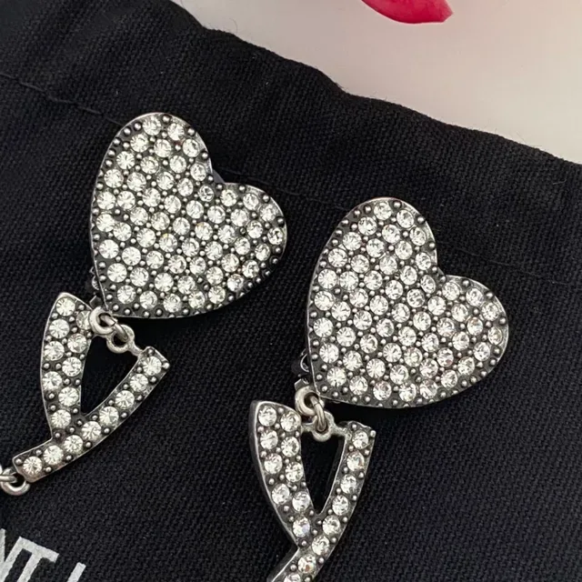 Pavé Heart and LSL Letter Dangling Earrings 7