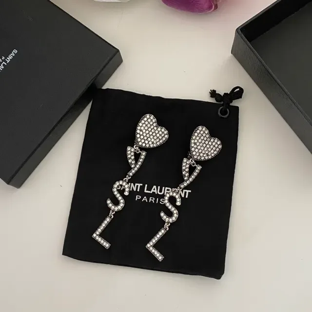 Pavé Heart and LSL Letter Dangling Earrings 9