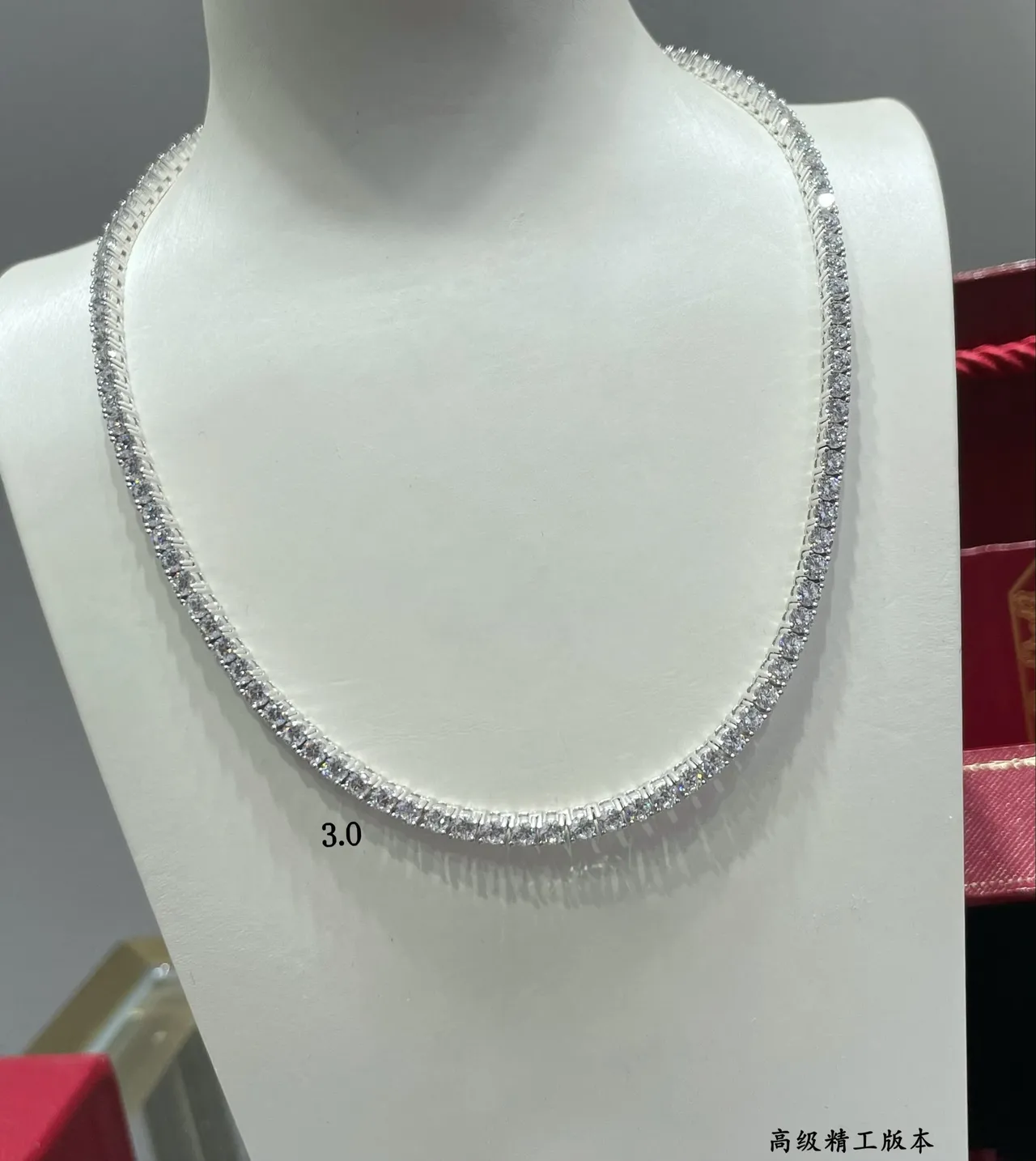 Pave-Set Clear Stone Choker Necklace 4