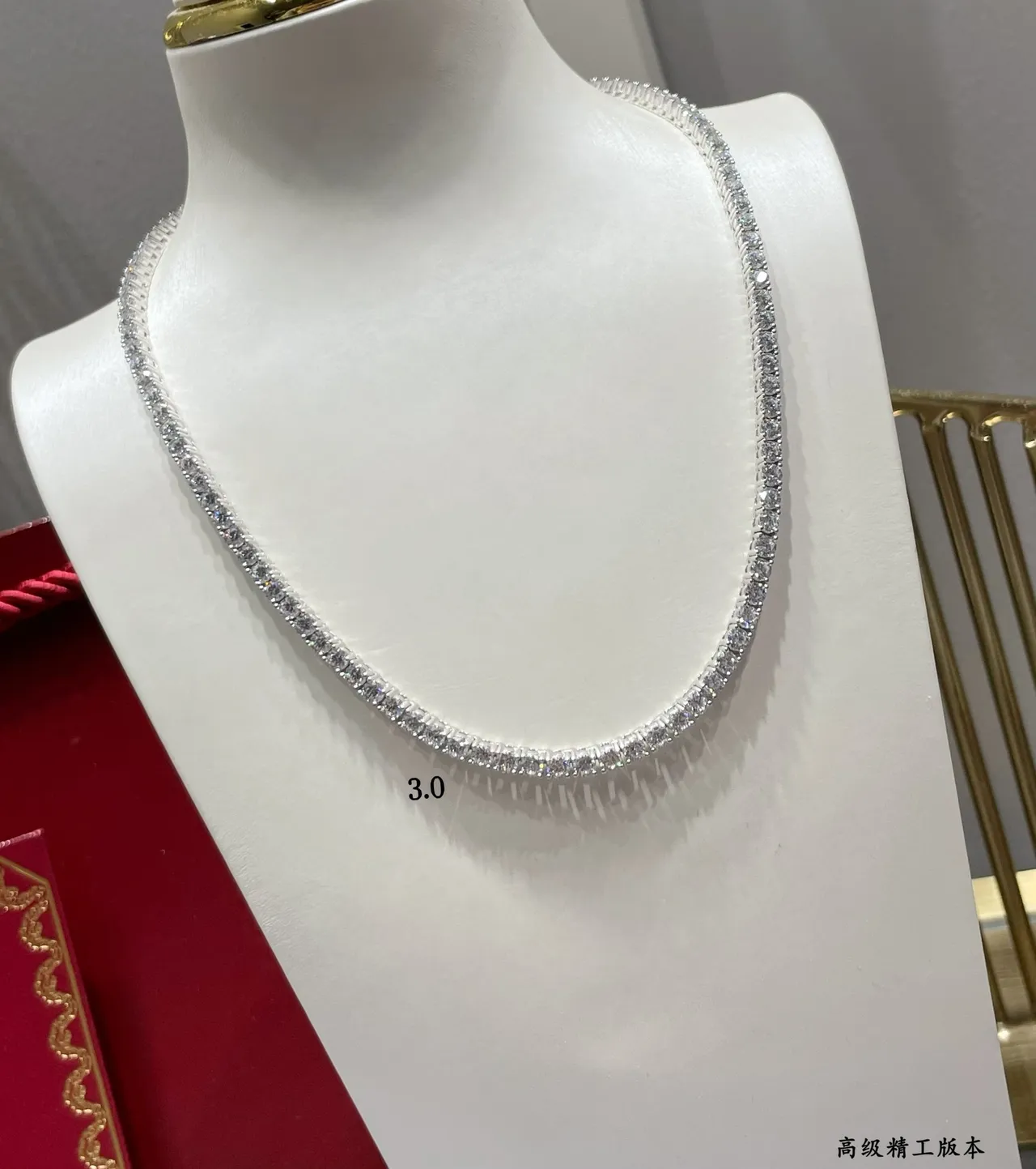 Pave-Set Clear Stone Choker Necklace 8
