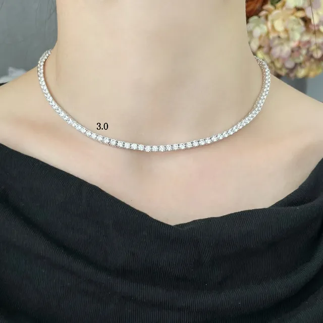 Pave-Set Clear Stone Choker Necklace 9