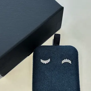 Pavé-Set Curved Asymmetrical Stud Earrings