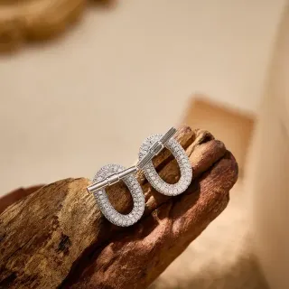 Pavé-Set Dual Hoop Toggle Earrings