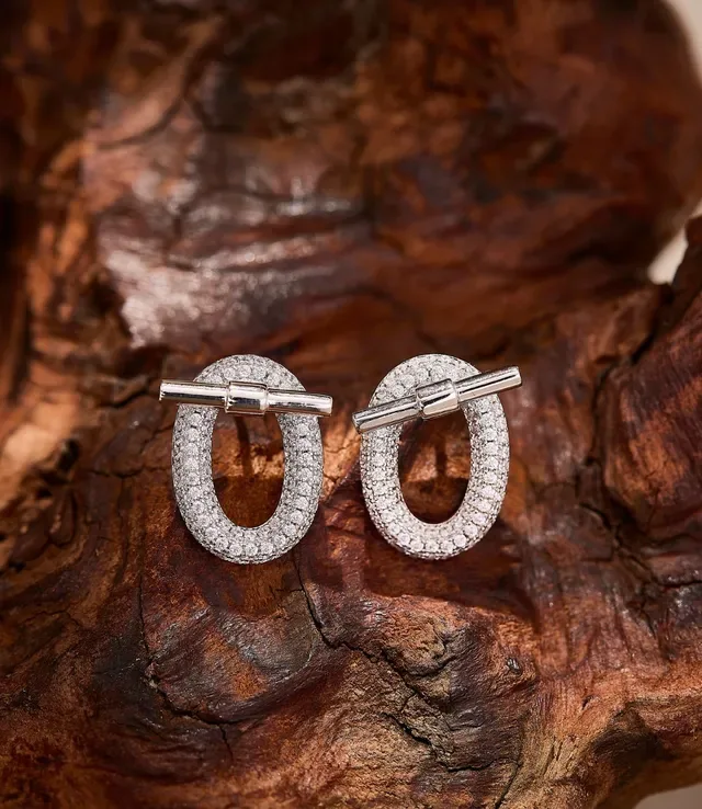 Pavé-Set Dual Hoop Toggle Earrings 6